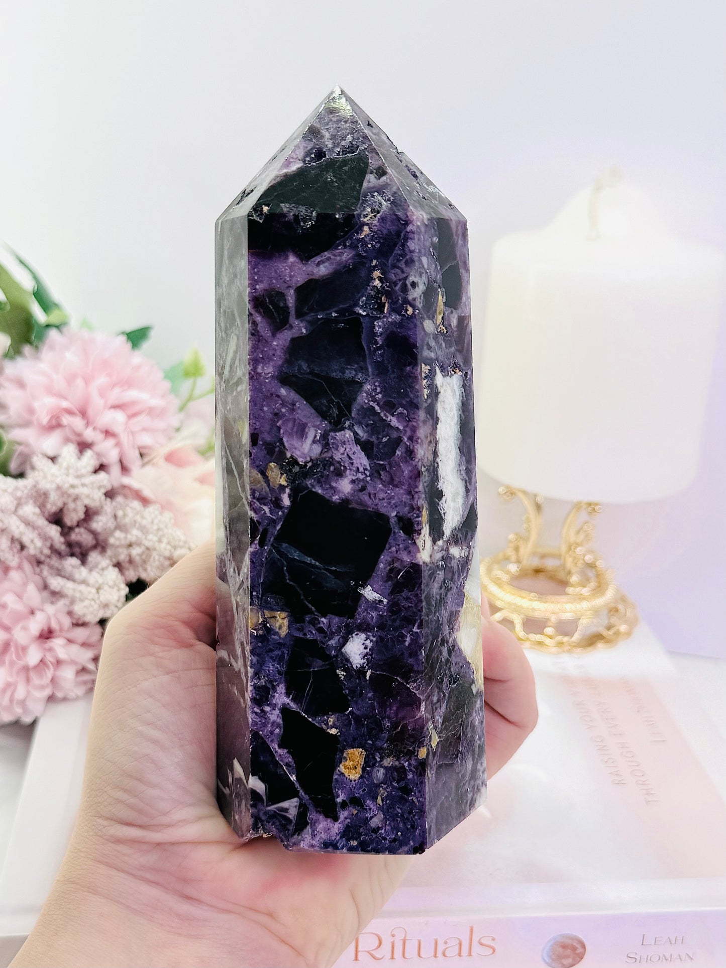 Classy & Truly Fabulous Large 16cm Chunky 865gram Purple Root Fluorite Tower ~ A Stunning Piece