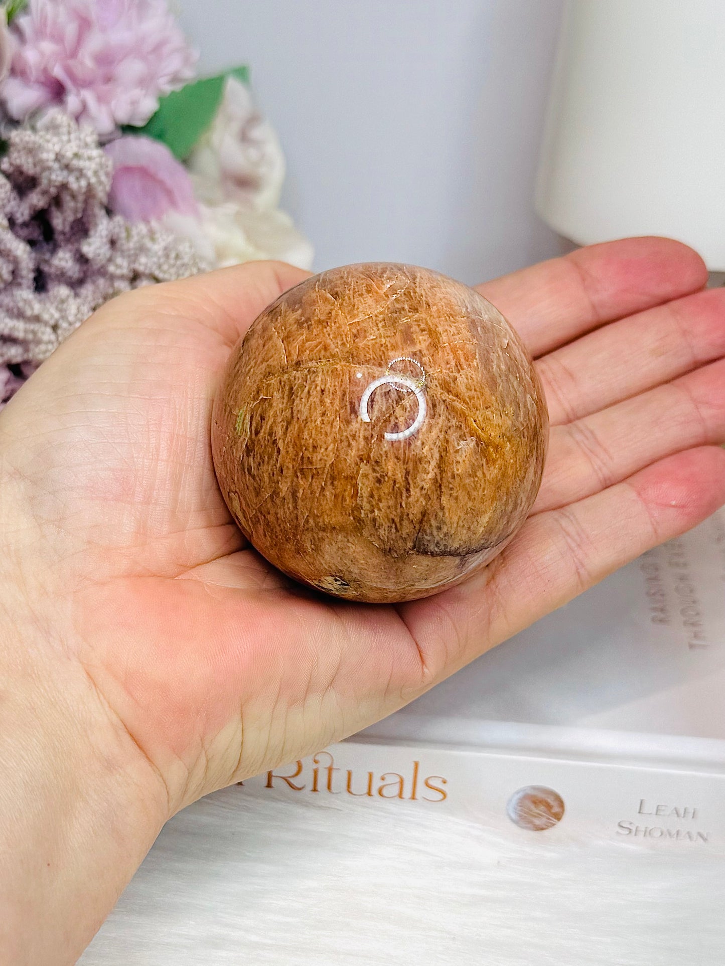 Moonstone X Sunstone Sphere On Stand 267g