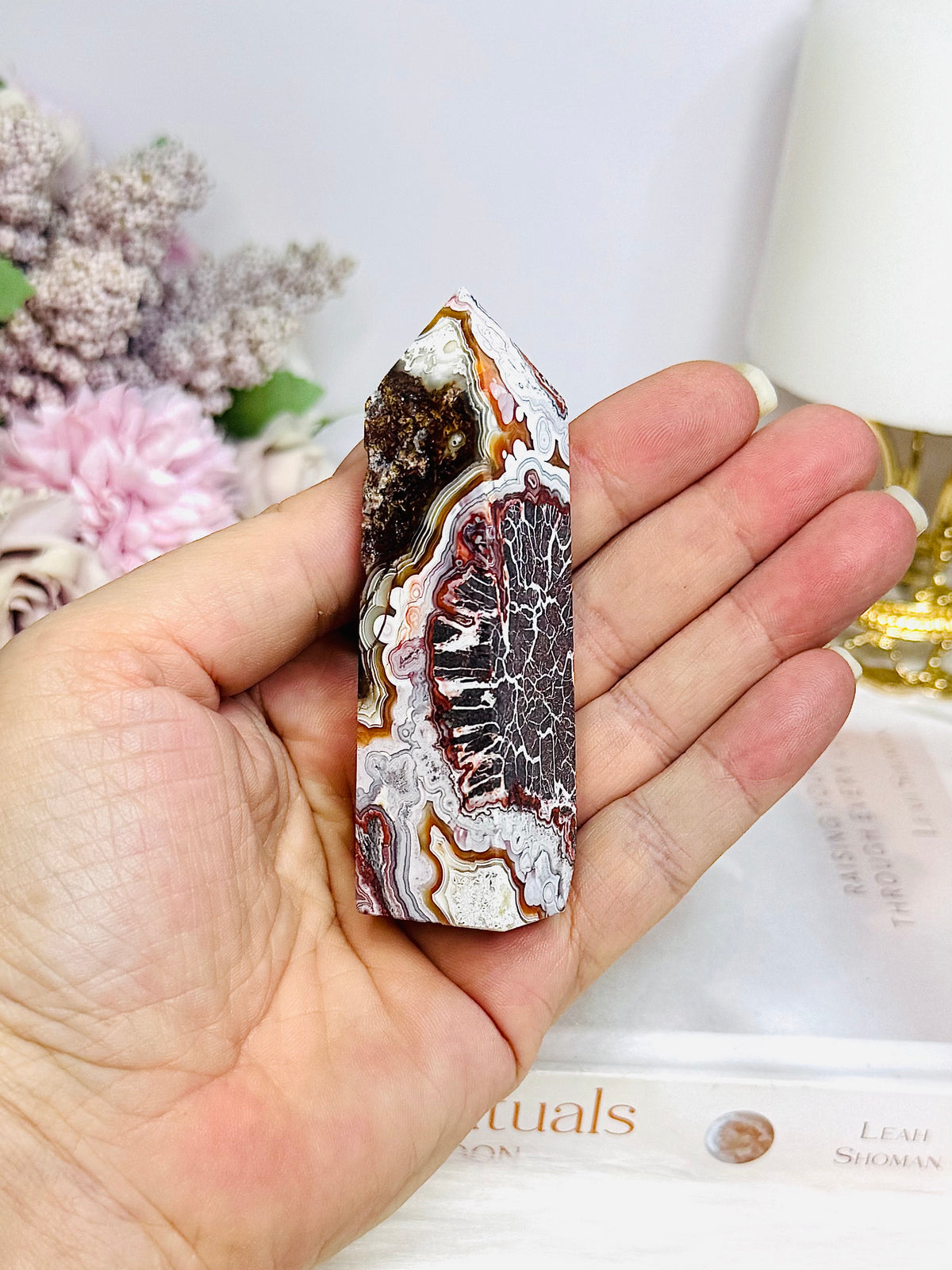 Mexican Lace Agate Tower 8.5cm