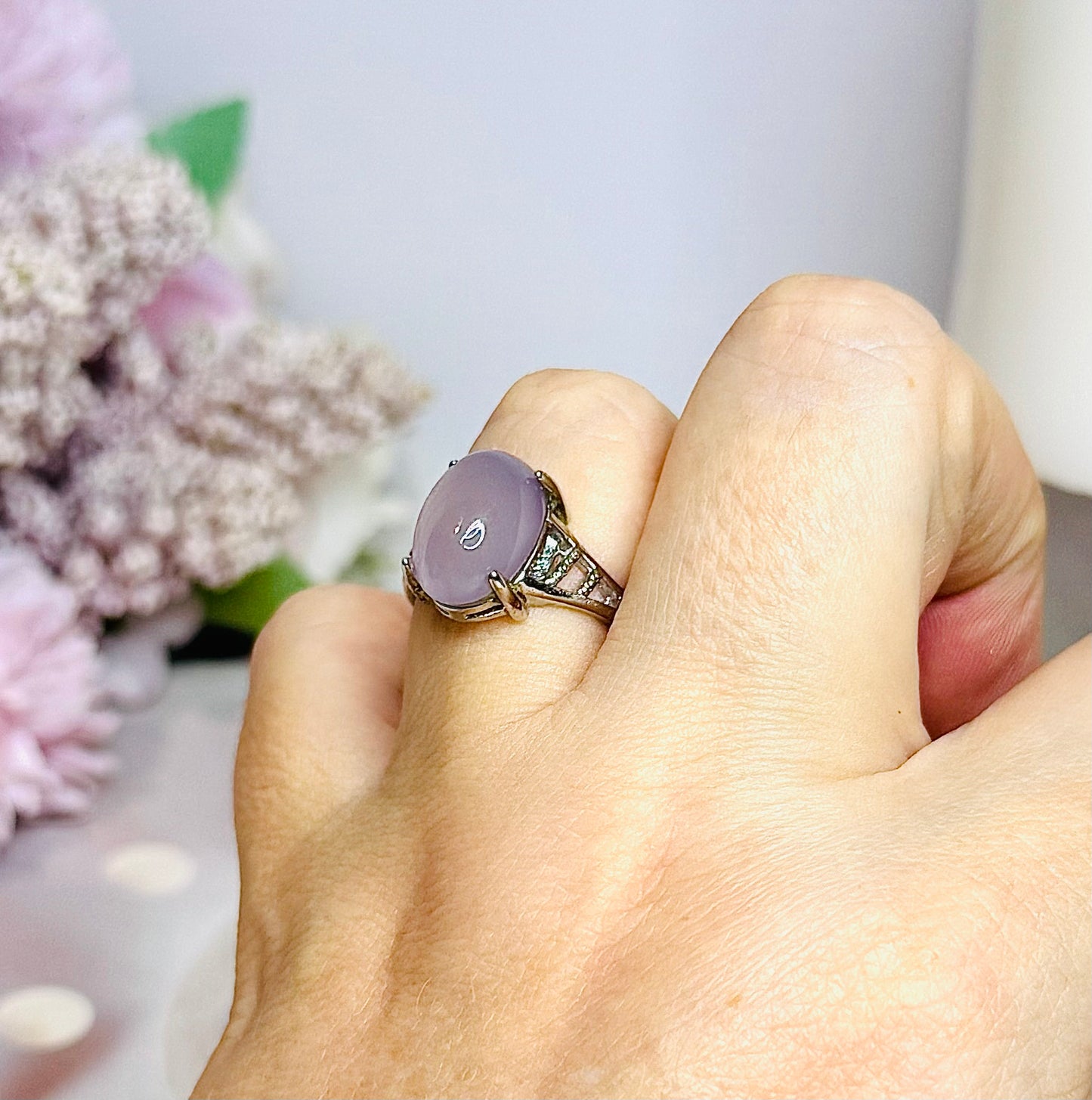 Rose Quartz Adjustable Ring in Gift Bag