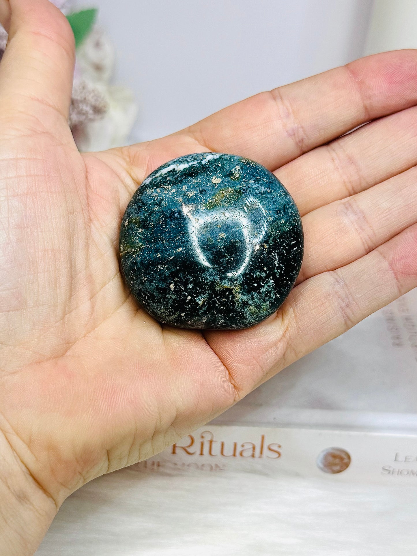 Ocean Jasper Palm Stone (stand is display only)