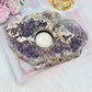 Large 1.26KG 20cm Amethyst Cluster Candle Holder With Calcite Inclusions From Brazil