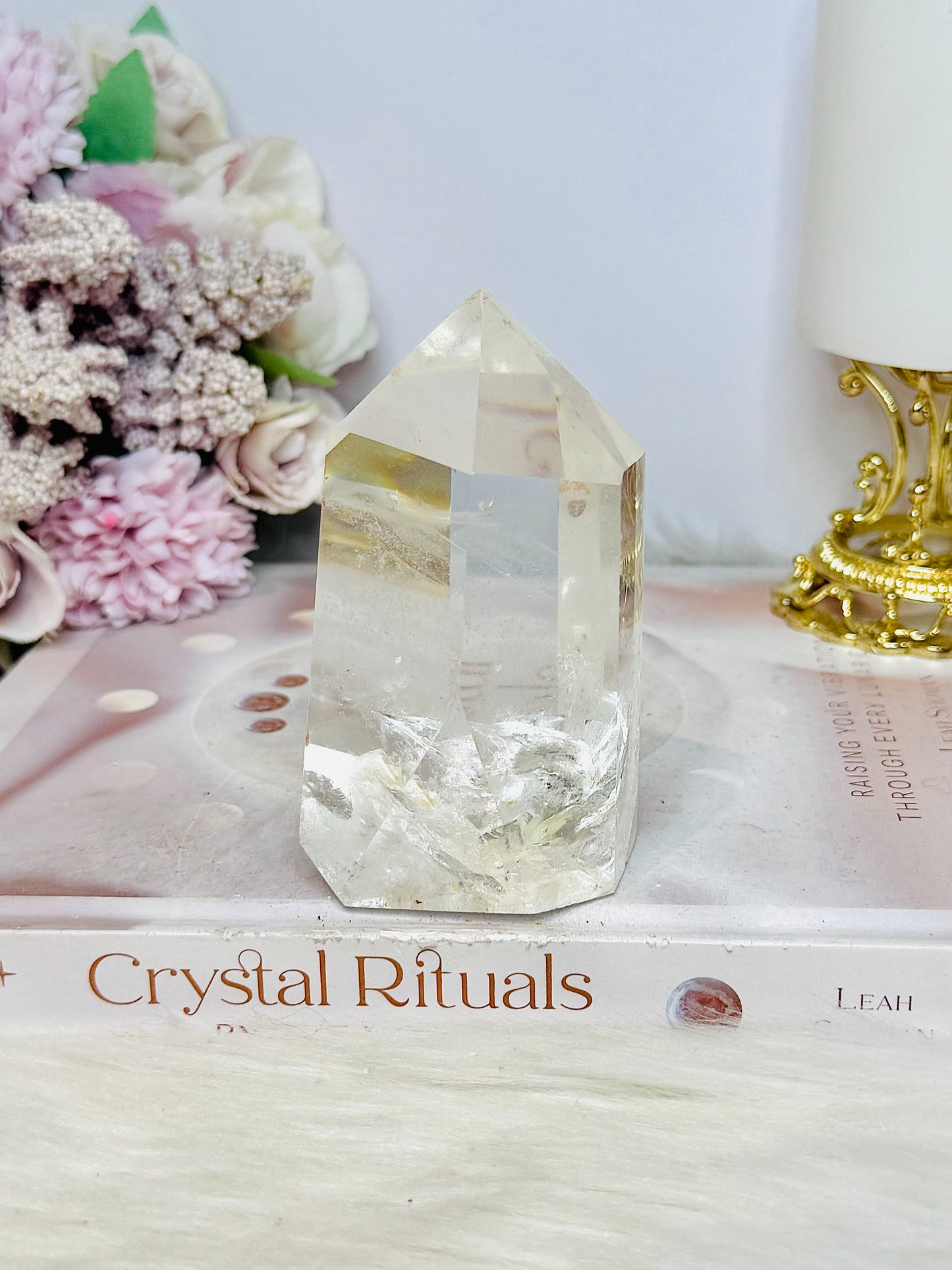 High Grade Clear Quartz Chunky Tower with Rainbows 10cm 324g