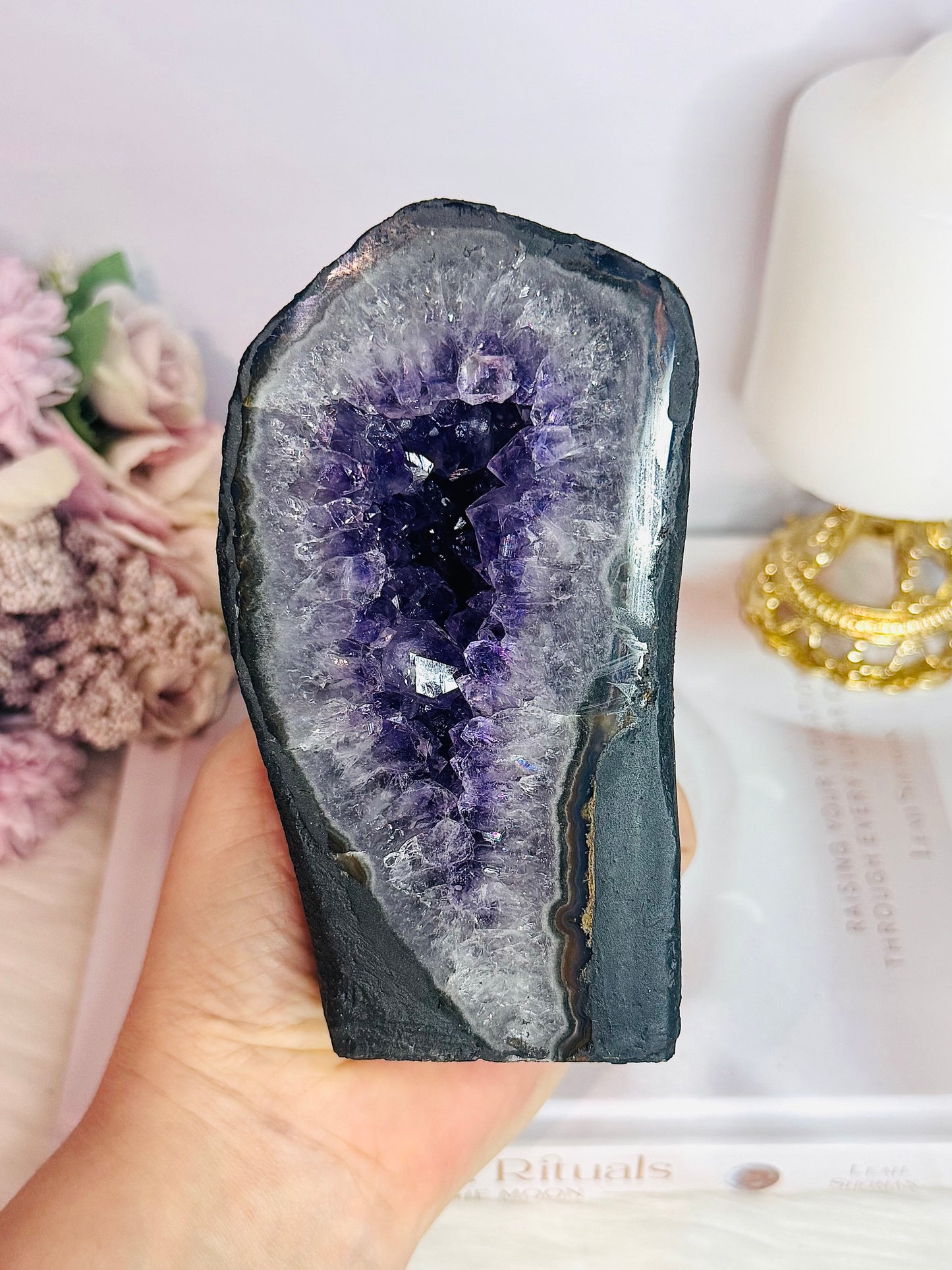 High Grade Divine Deep Purple Large Amethyst Cathedral | Geode From Brazil 826gram 13cm