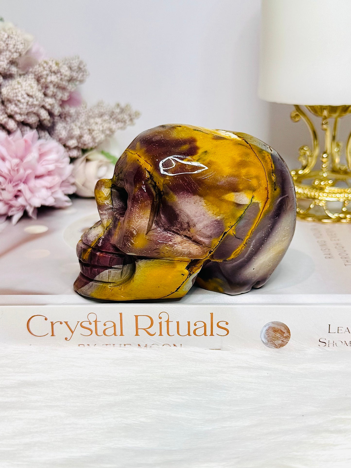 Mookaite Jasper Carved Skull 8.5cm 431g
