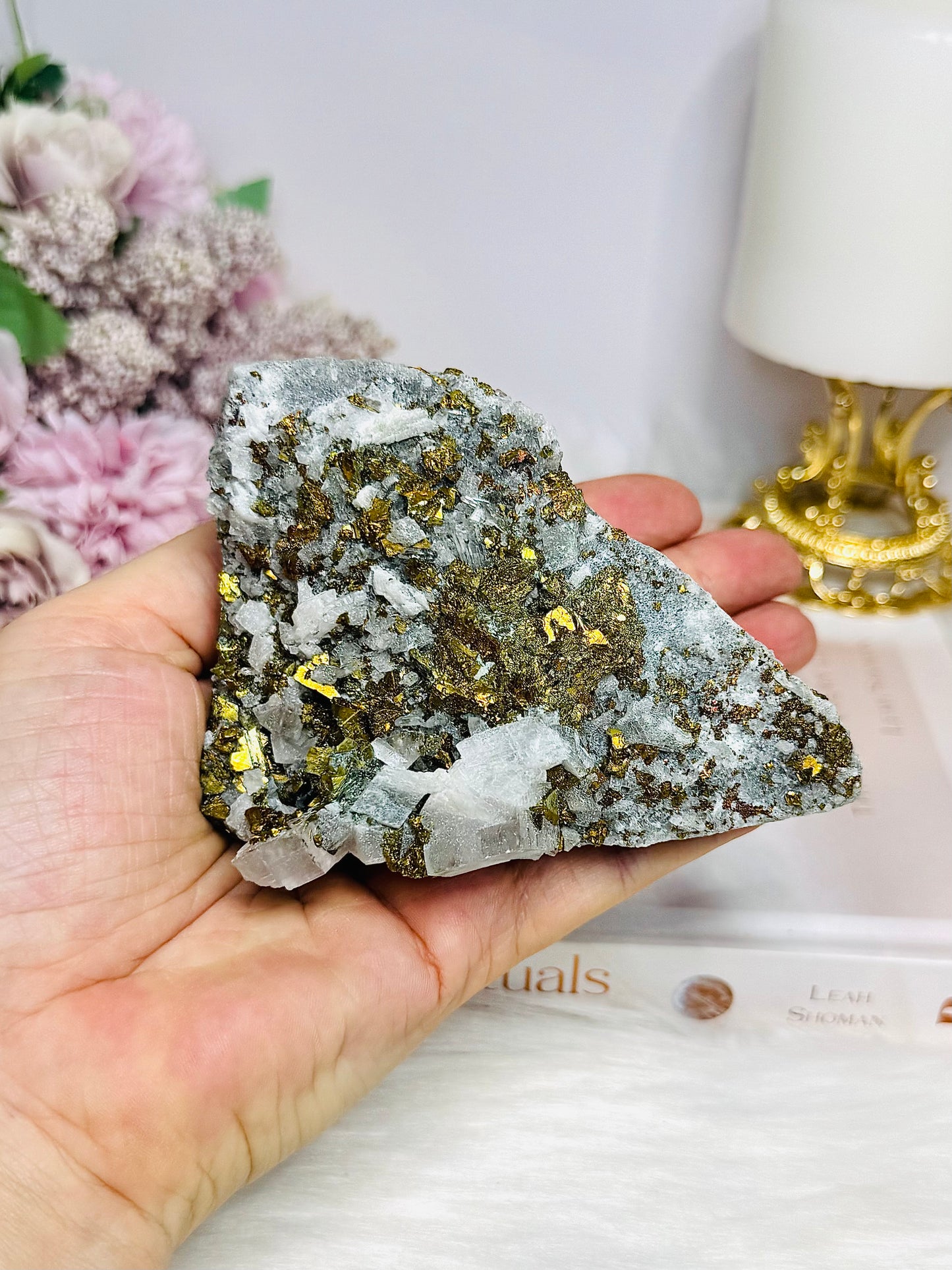 Chalcopyrite On Quartz Specimen 10cm 284g