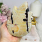 Large Chunky Picture Jasper Carved Flame on Stand 12.5cm 373g