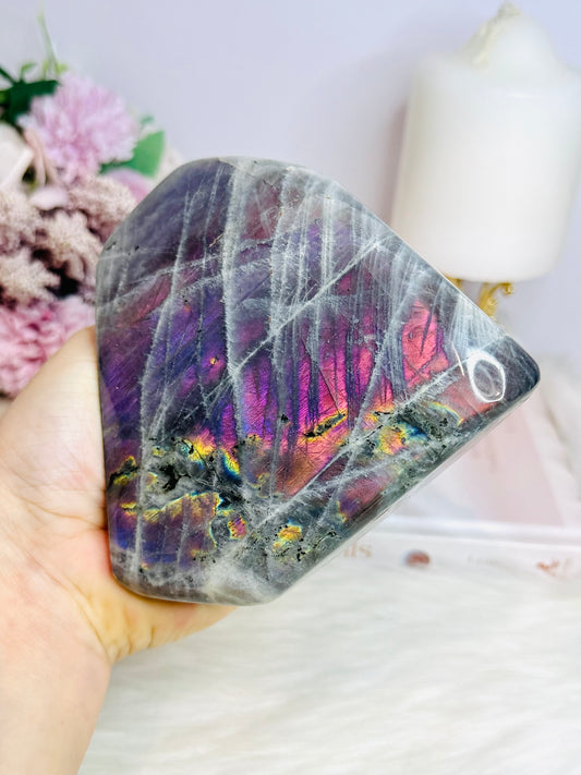 Large Polished Pink & Purple Flash Labradorite Freeform 904g