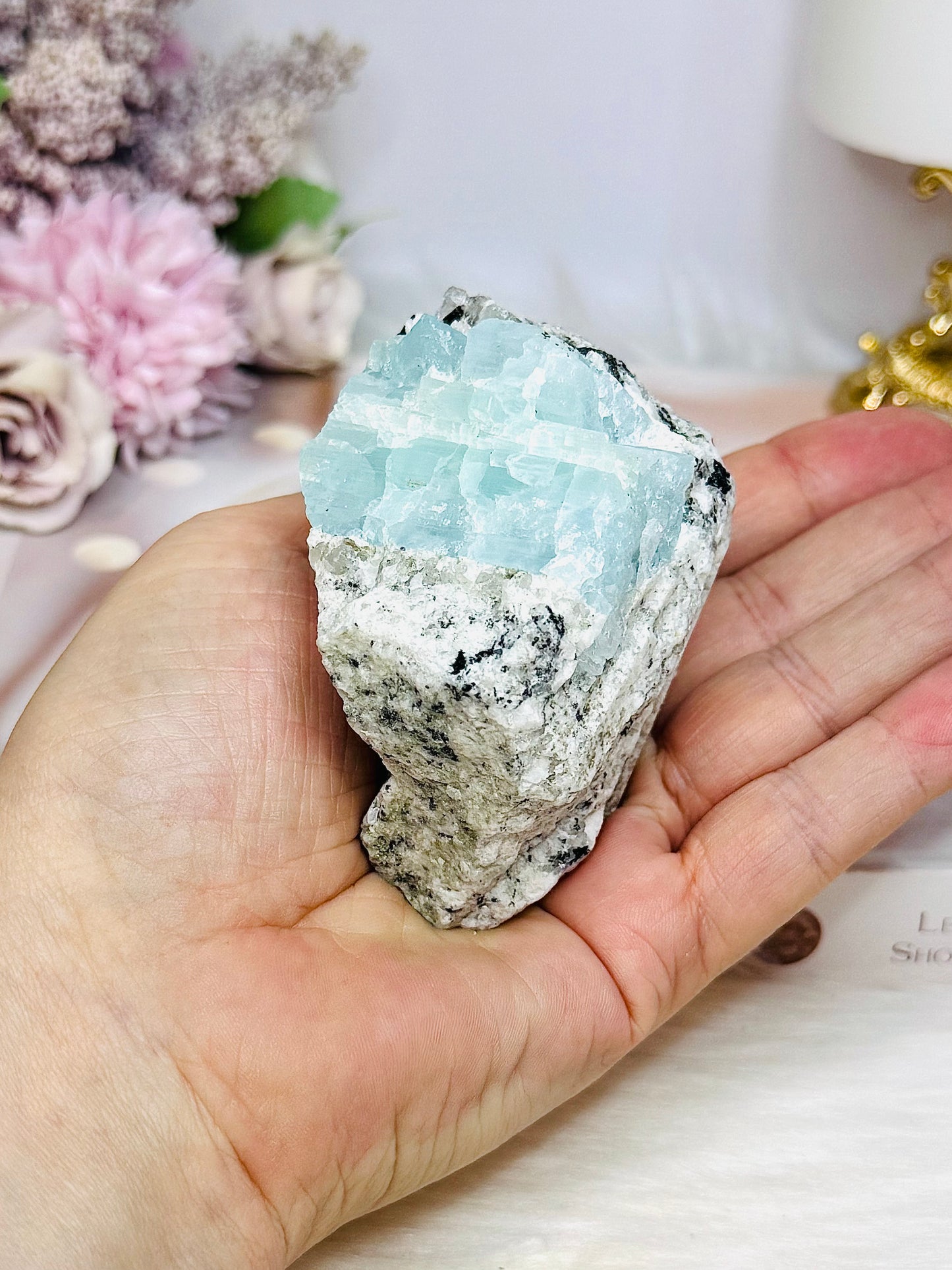 Natural Aquamarine On Matrix Specimen 224g
