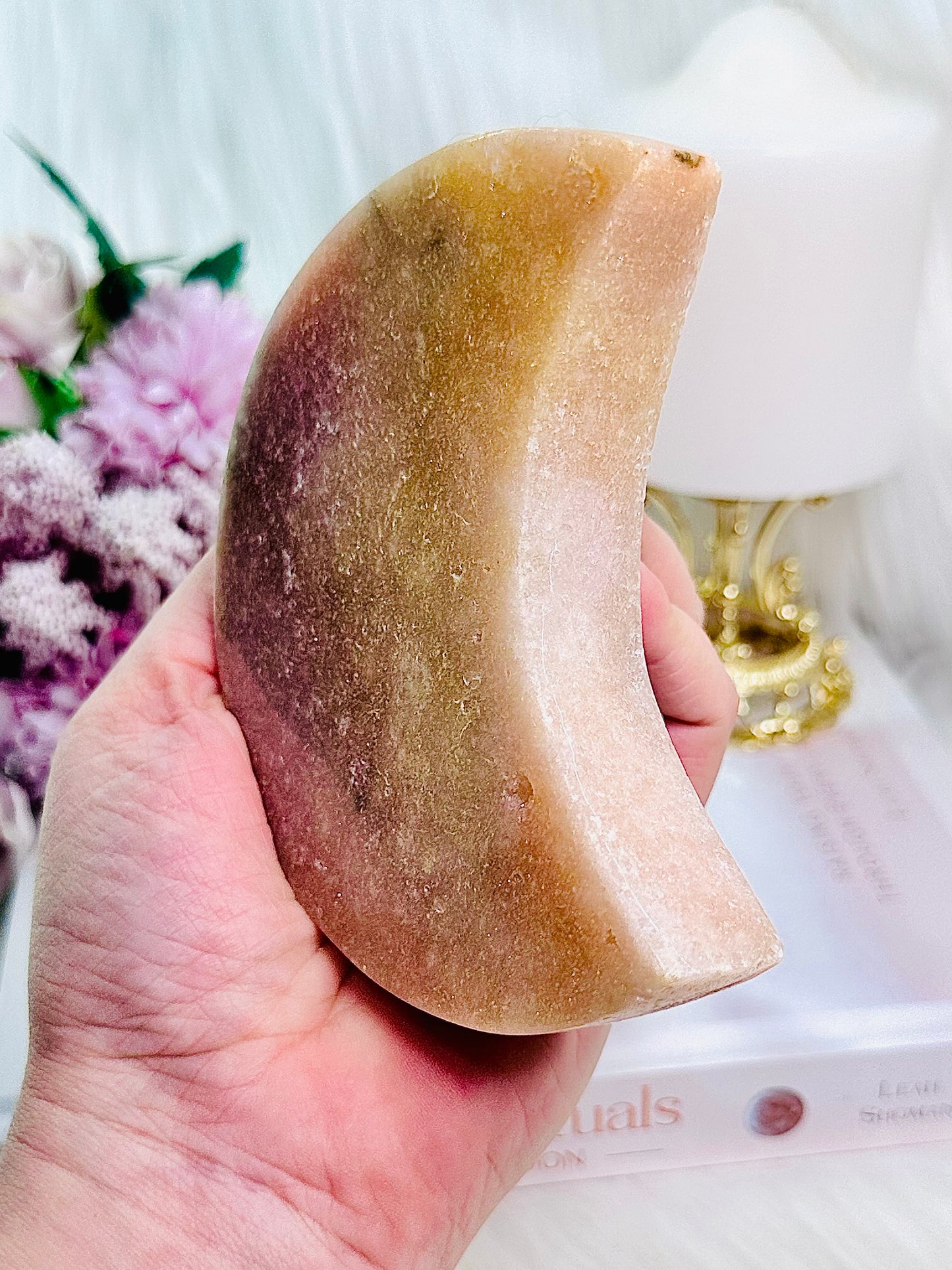 Perfect Stunning Chunky Large Pink Amethyst Druzy Moon Carving From Brazil