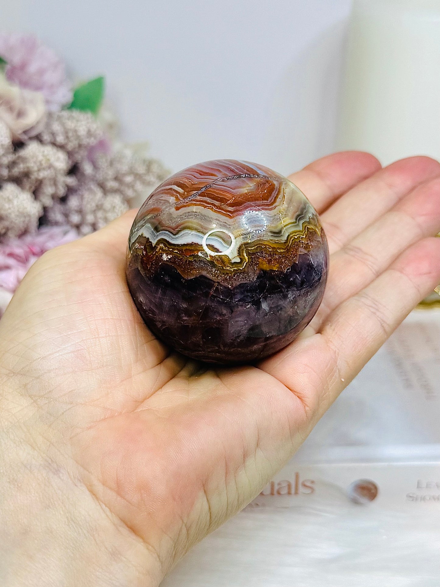 Crazy Lace Amethyst Sphere on Stand 221g