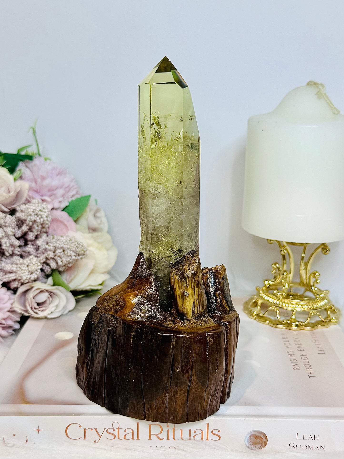 Citrine Tower in Timber Base 17cm