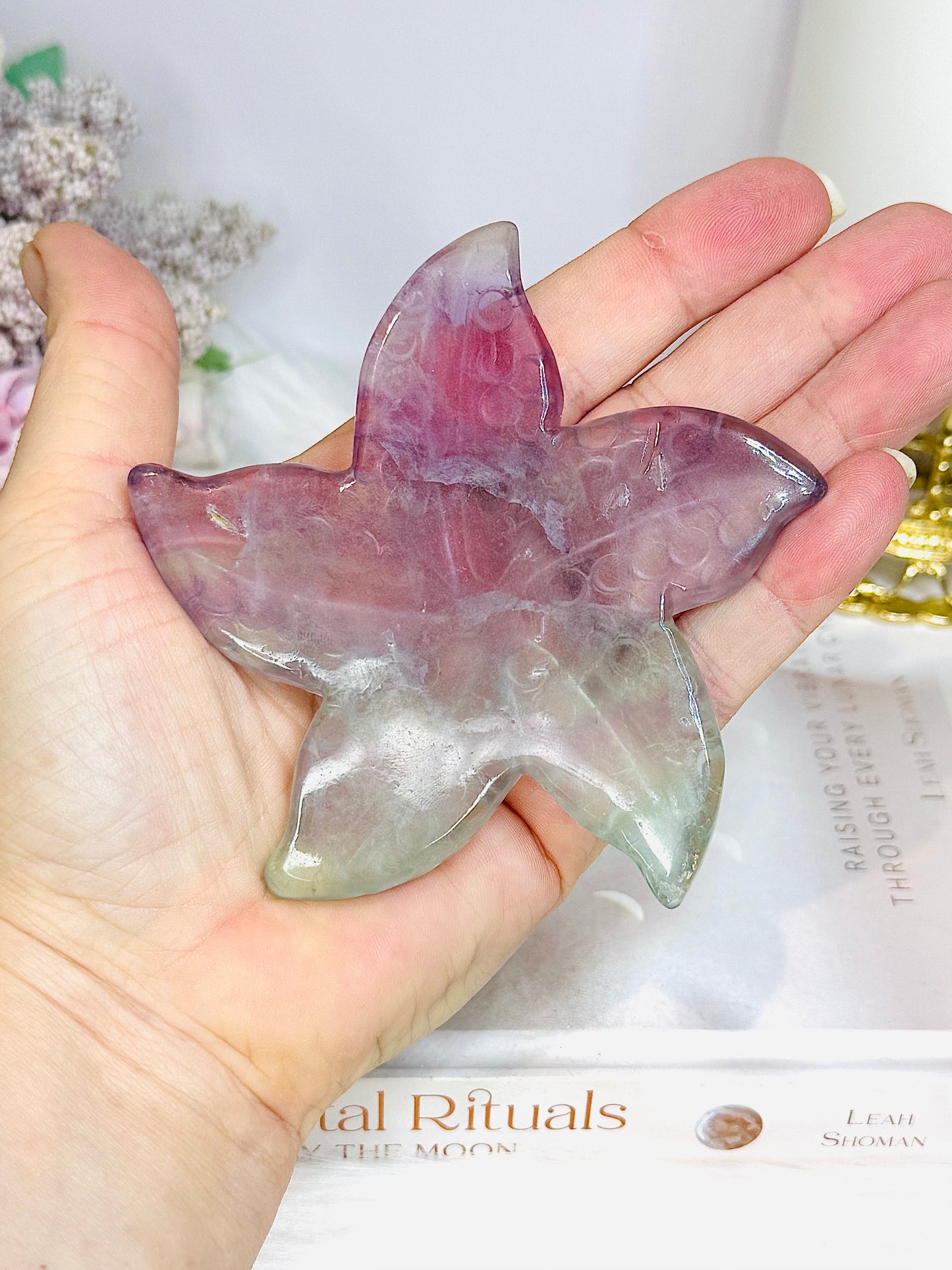 Fluorite Star Fish On Stand 9cm