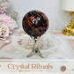 High Grade Rhodonite Sphere on Stand