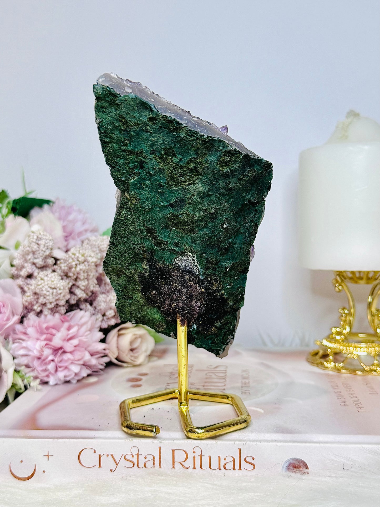 Large Natural Amethyst Cluster Slab On Stand 16.5cm