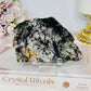 Black Tourmaline in Quartz Slab on Stand 12cm