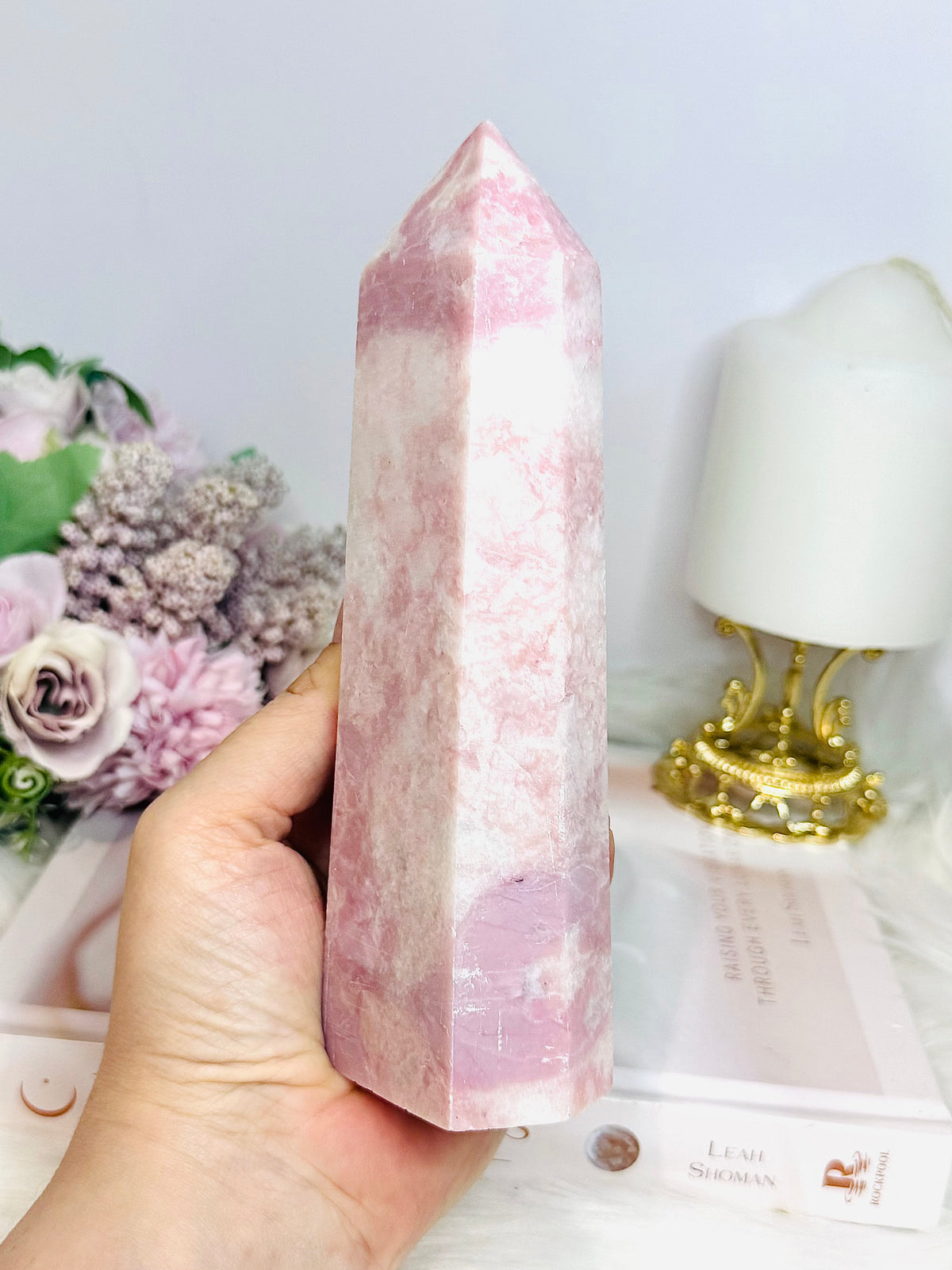 Large Pink Opal Tower 16.5cm