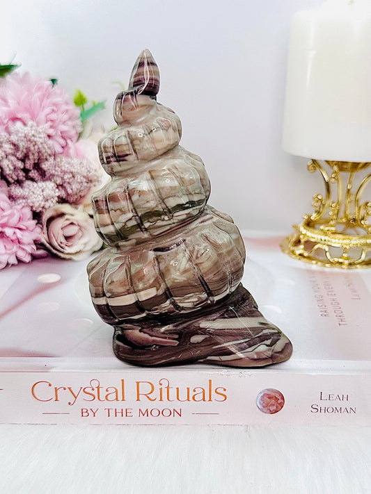 Unique Jasper Shell Carving 13cm 440grams
