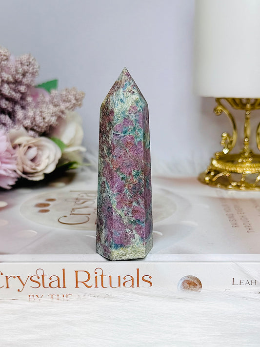 Rare Ruby In Blue Apatite Tower (UV Reactive) 9cm