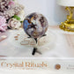 High Grade Blue Flower Agate Sphere on Stand 104g