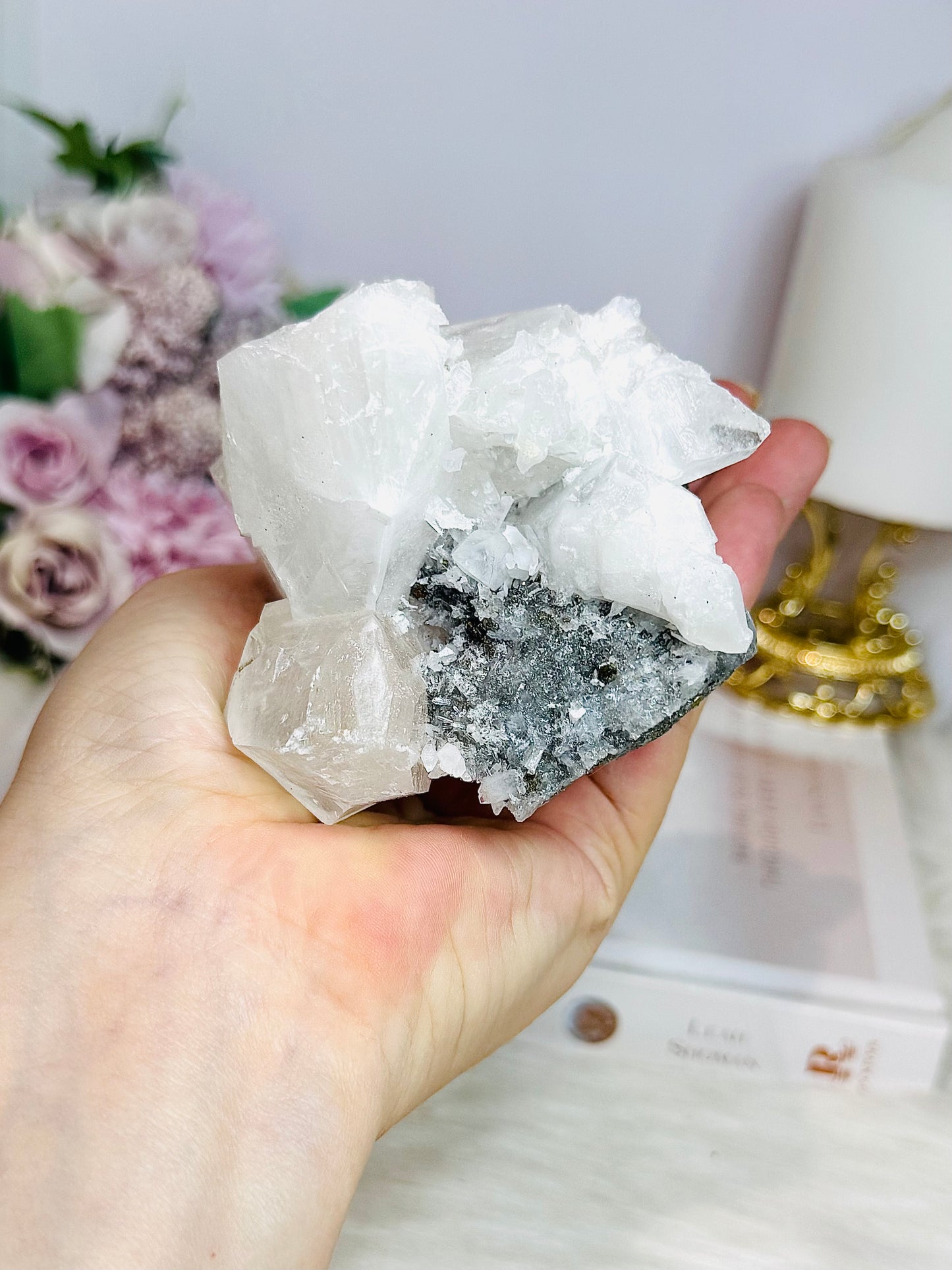 Large Clear Quartz Specimen with Pyrite 424g