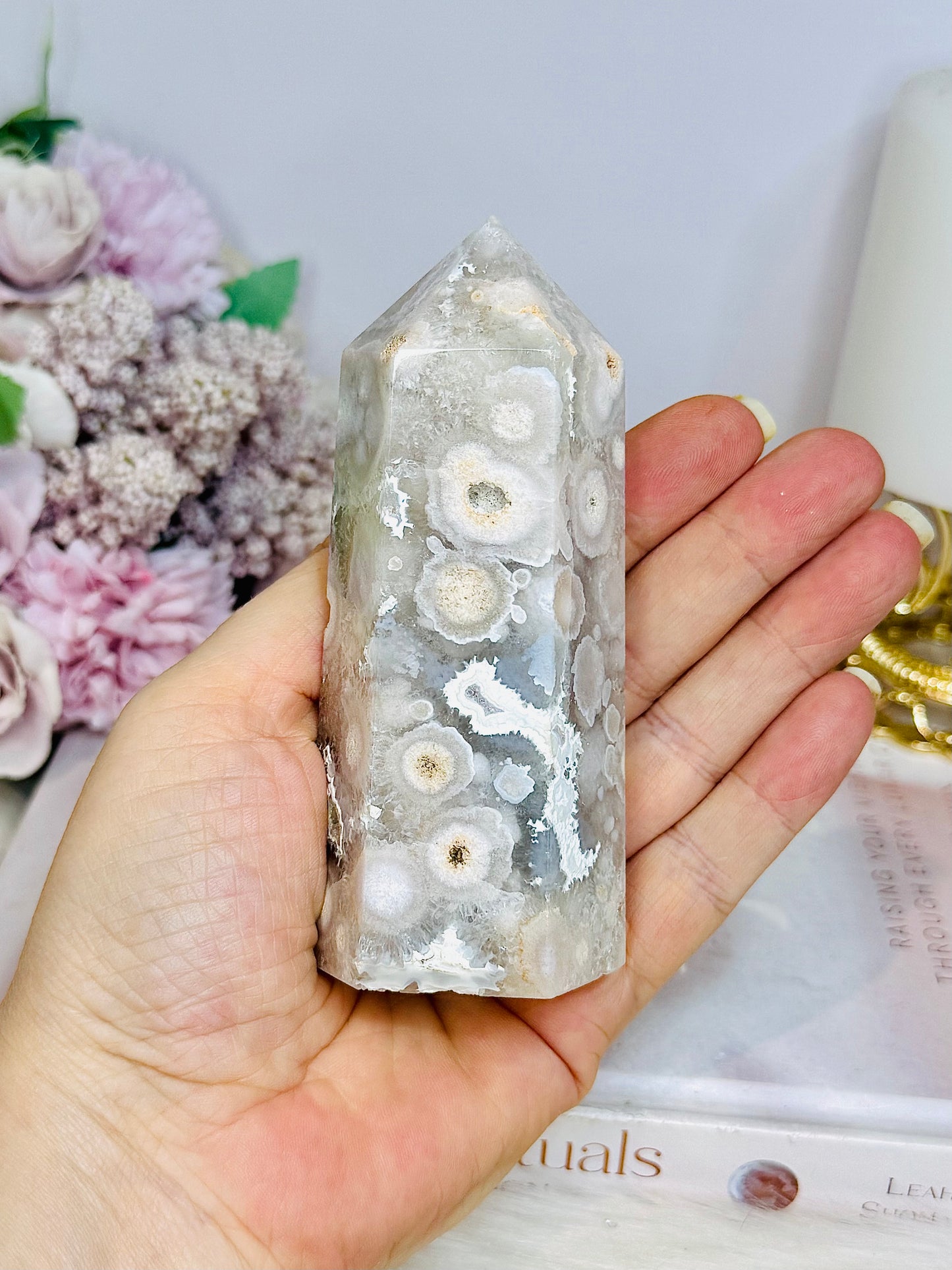 Green Flower Agate Chunky Druzy Tower 10.5cm 282g