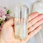 Clear Quartz Double | Twin Tower On Black Stand 17cm