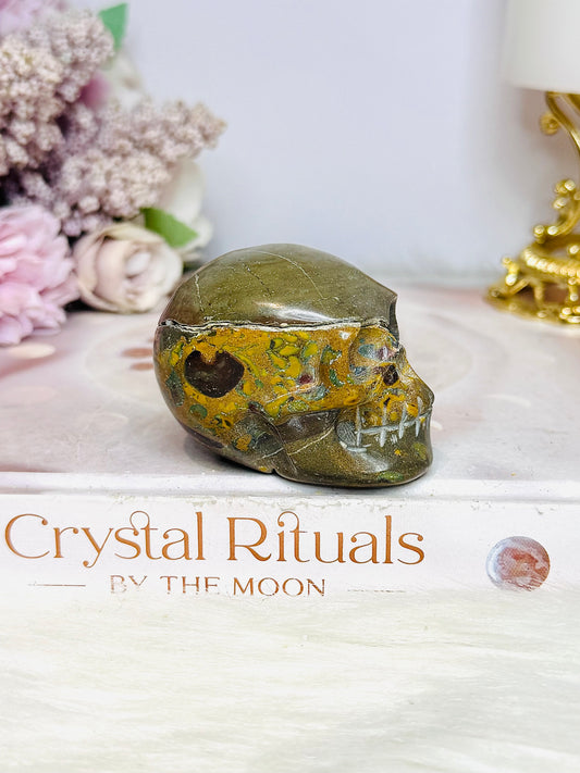 Calligraphy Stone Carved Skull 6cm