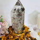 Stunning Large High Grade Garden Quartz | Lodolite Tower on Timber Base 1.02KG 21cm