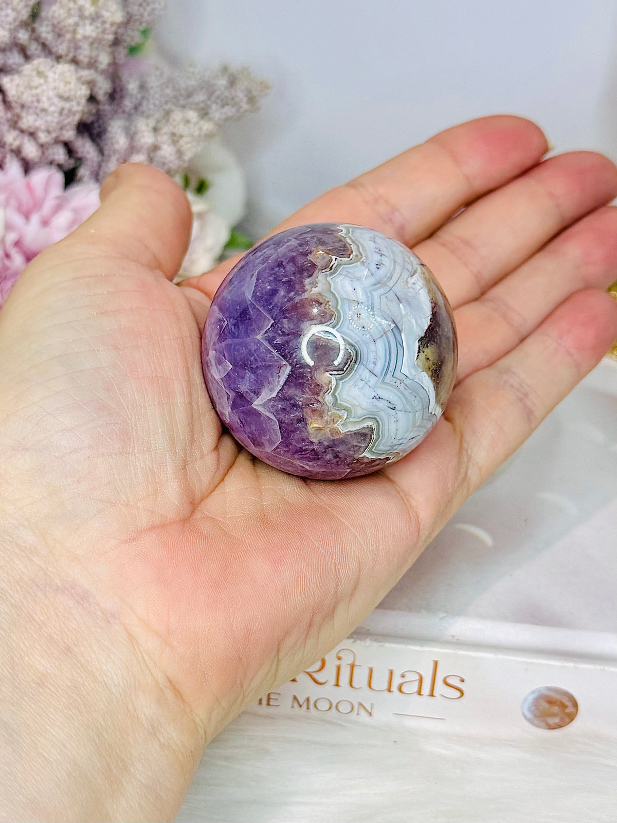 Crazy Lace Amethyst Sphere on Stand 138g