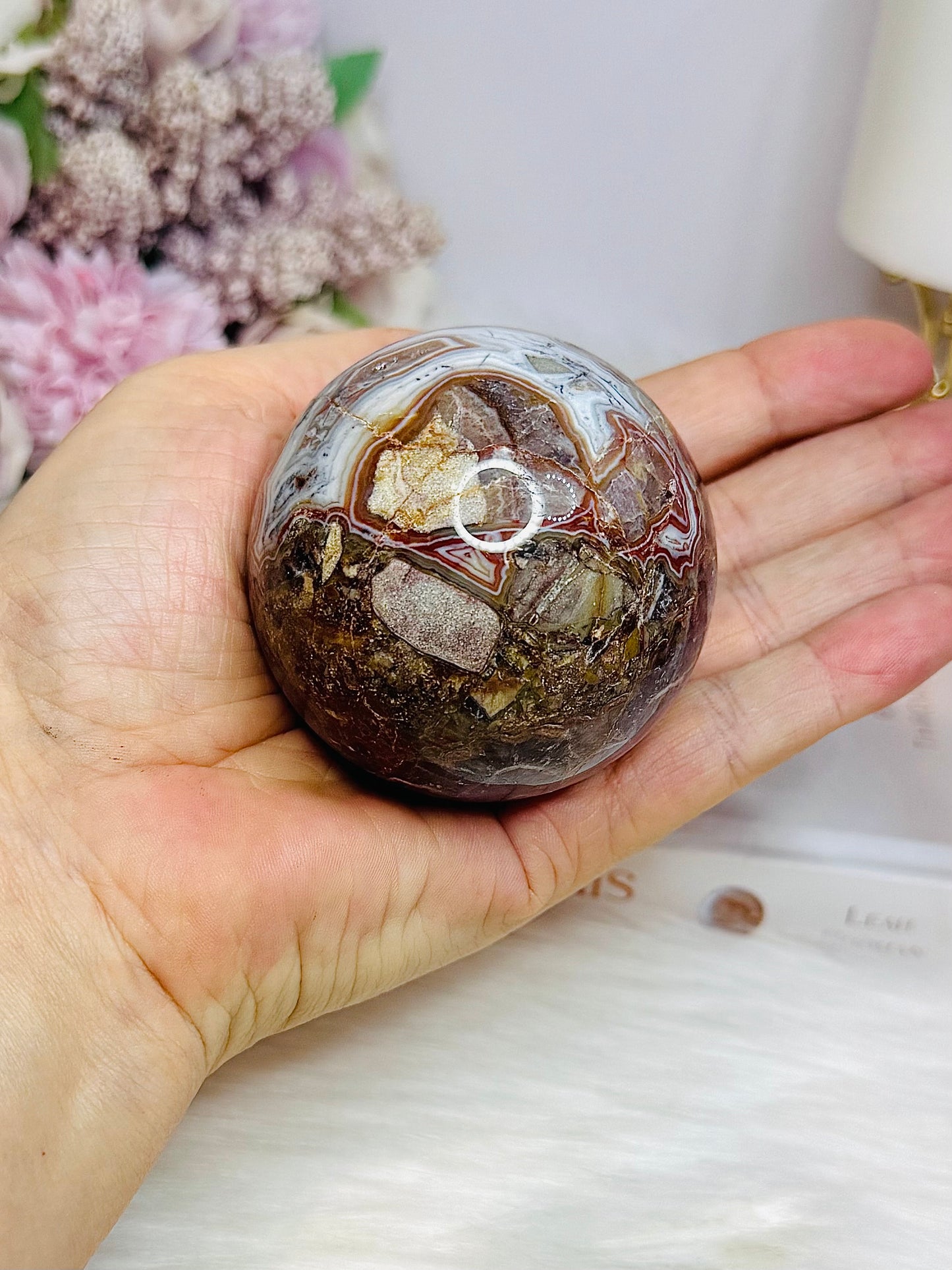 Crazy Lace Amethyst Sphere on Stand 300g