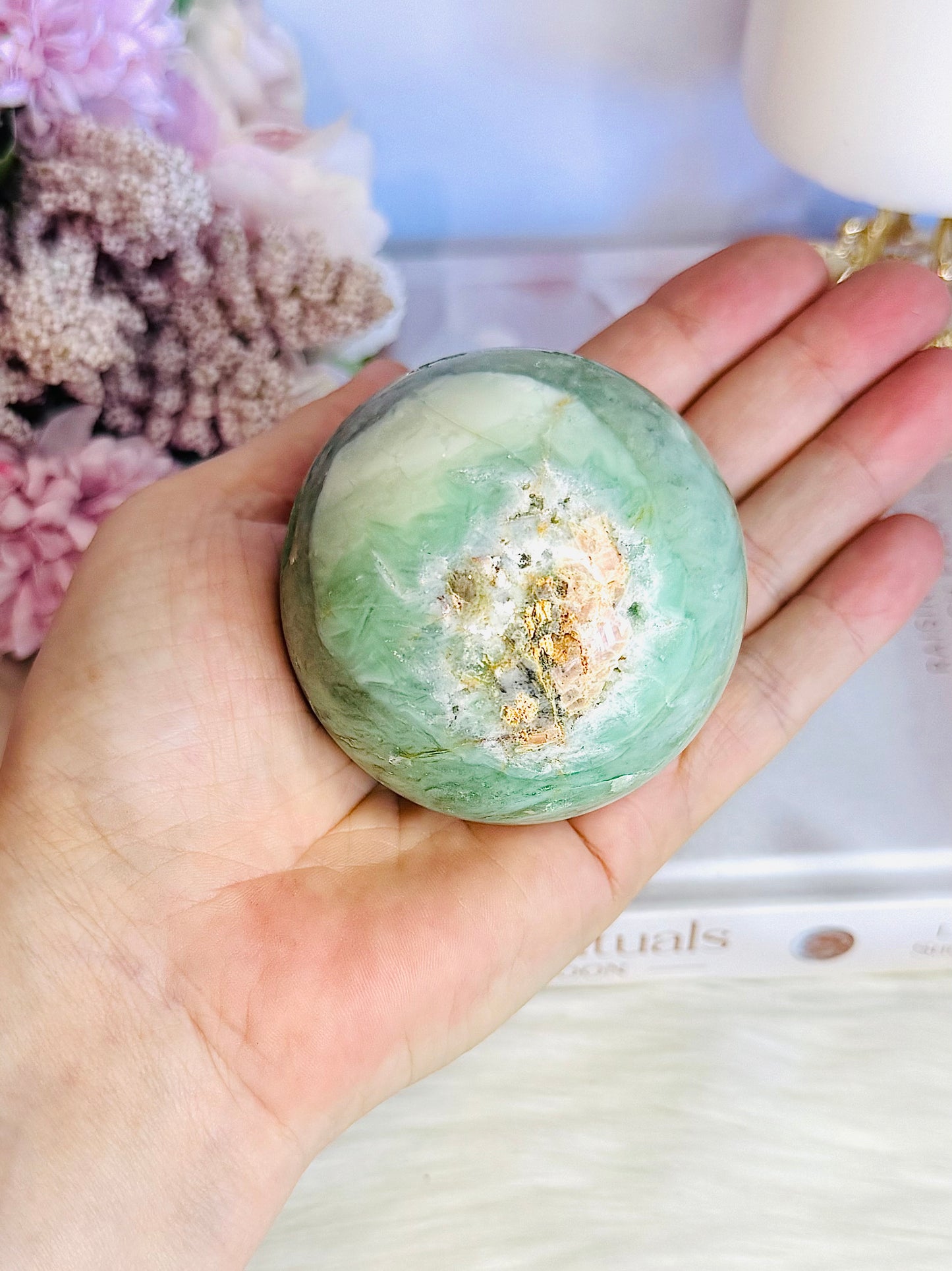 Beautiful Natural Variscite Sphere On Stand 381grams