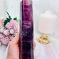 Large 20cm Stunning Purple Fluorite Tower with Rainbows (the tower has a slight tilt)