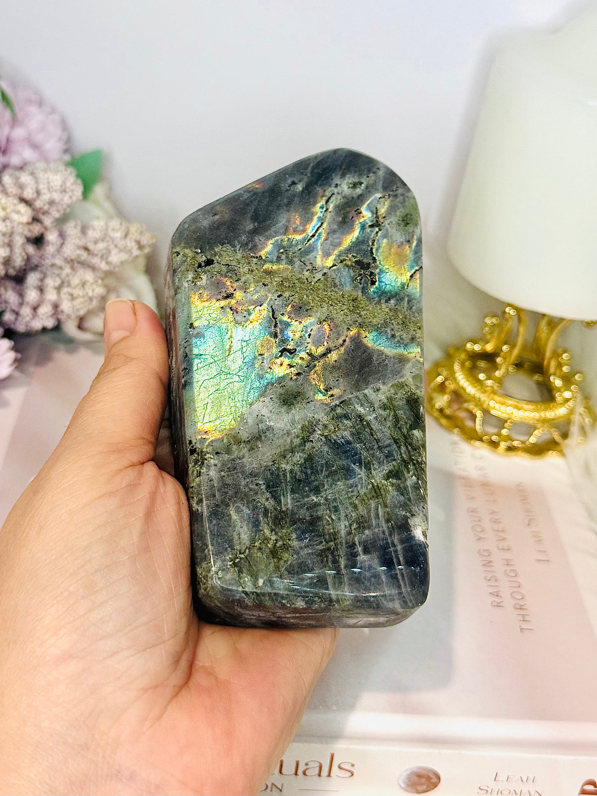 Labradorite Large Freeform 12.5cm 454g (this piece has been damaged in transit has dents on it) Reduced
