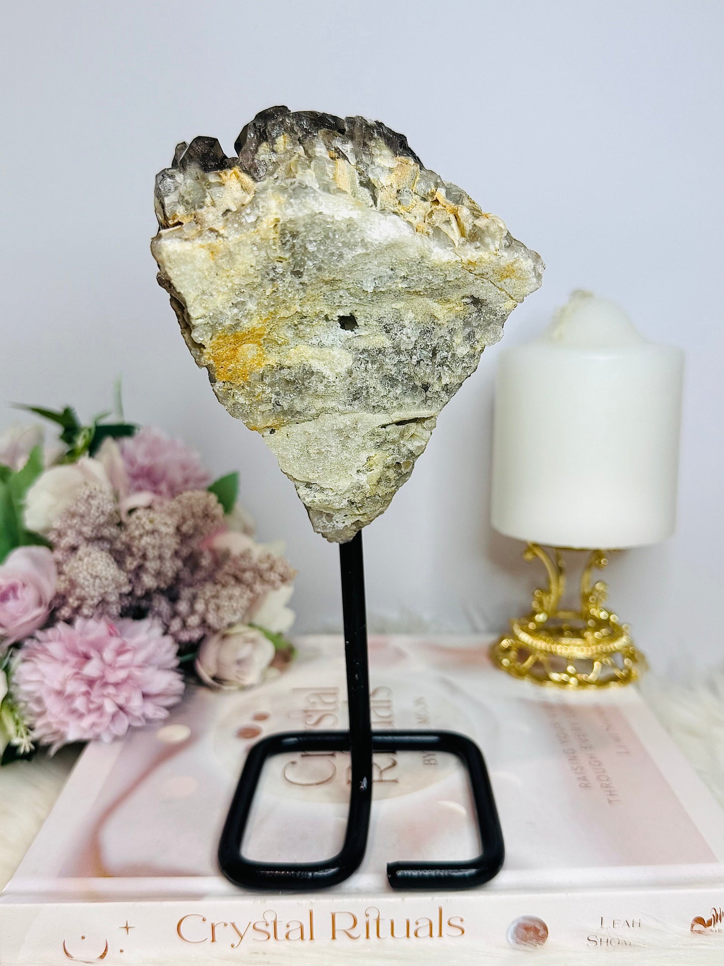 Large Smokey Quartz Cluster On Stand 812g 20cm