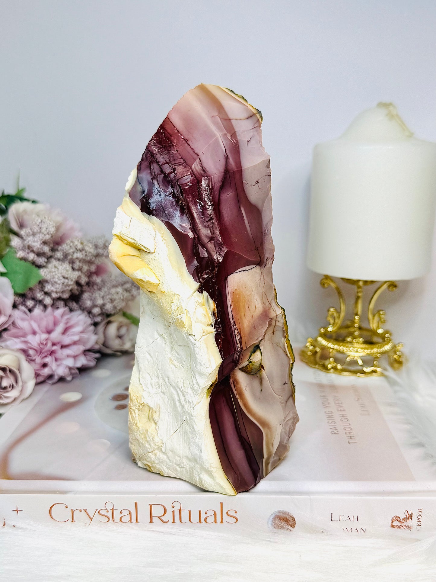 High Grade Mookaite Jasper Polished & Raw Slab 16cm 722g