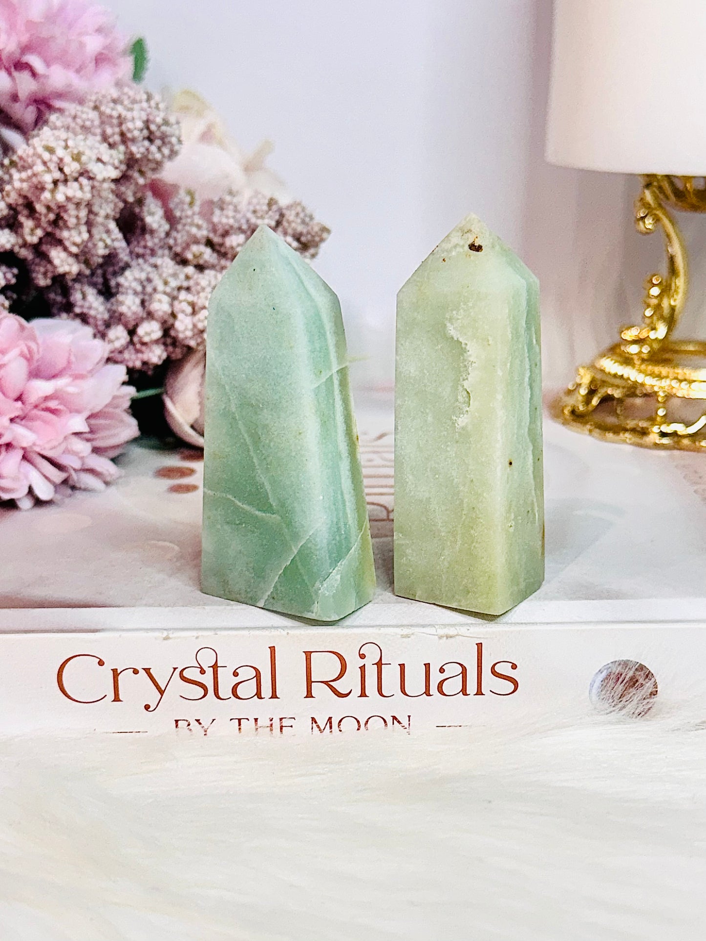 Set of 2 Sky Blue Quartz Towers 6.5cm