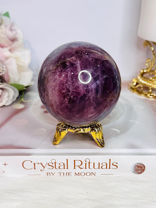 The Most Magical Large Lavender Star Rose Quartz Sphere with Flash On Stand 402grams