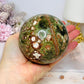 Large Green Cherry Jasper Sphere on Stand 825g