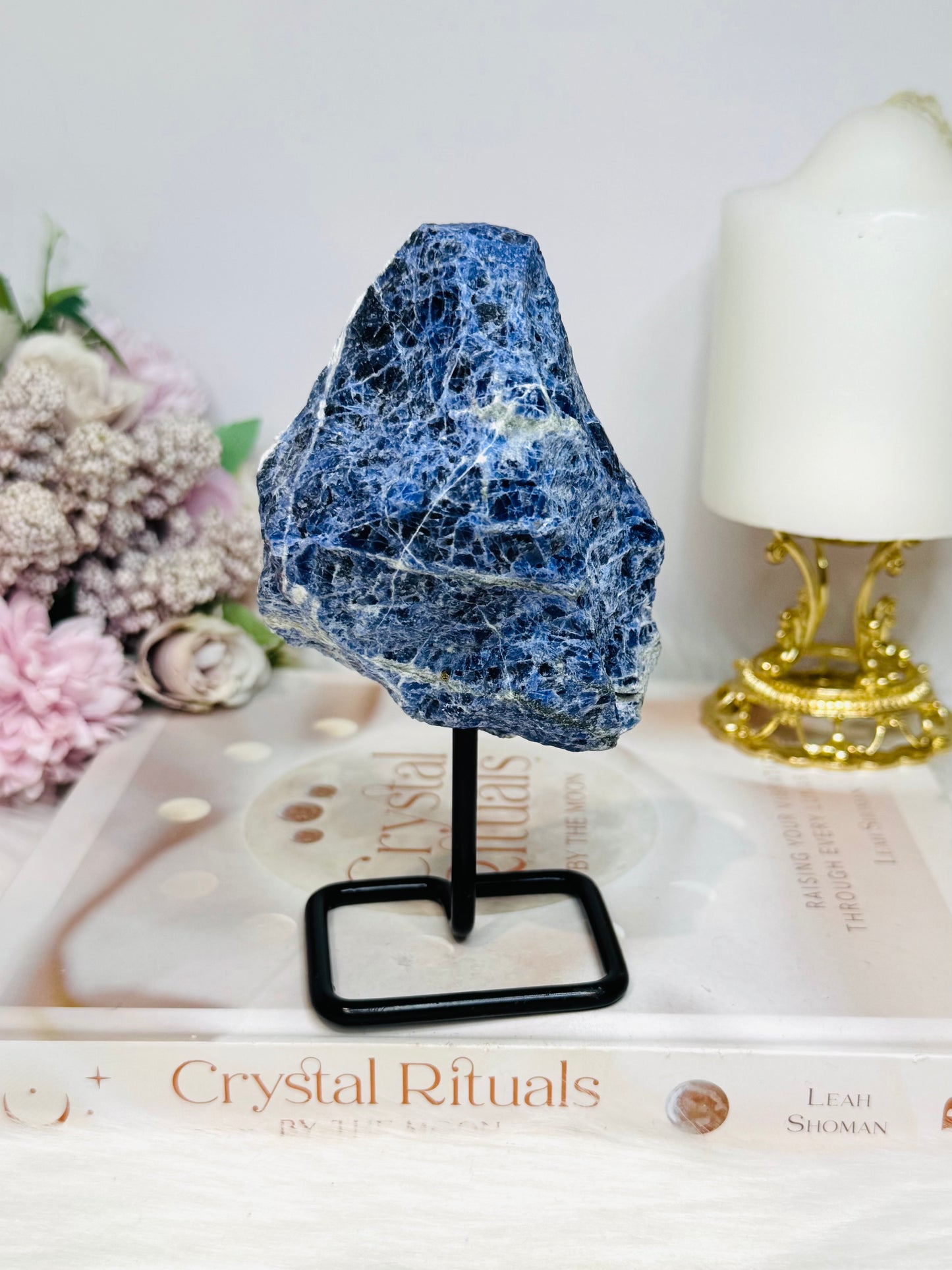 Raw Blue Sodalite On Stand 14cm