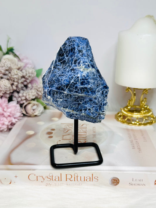 Raw Blue Sodalite On Stand 14cm