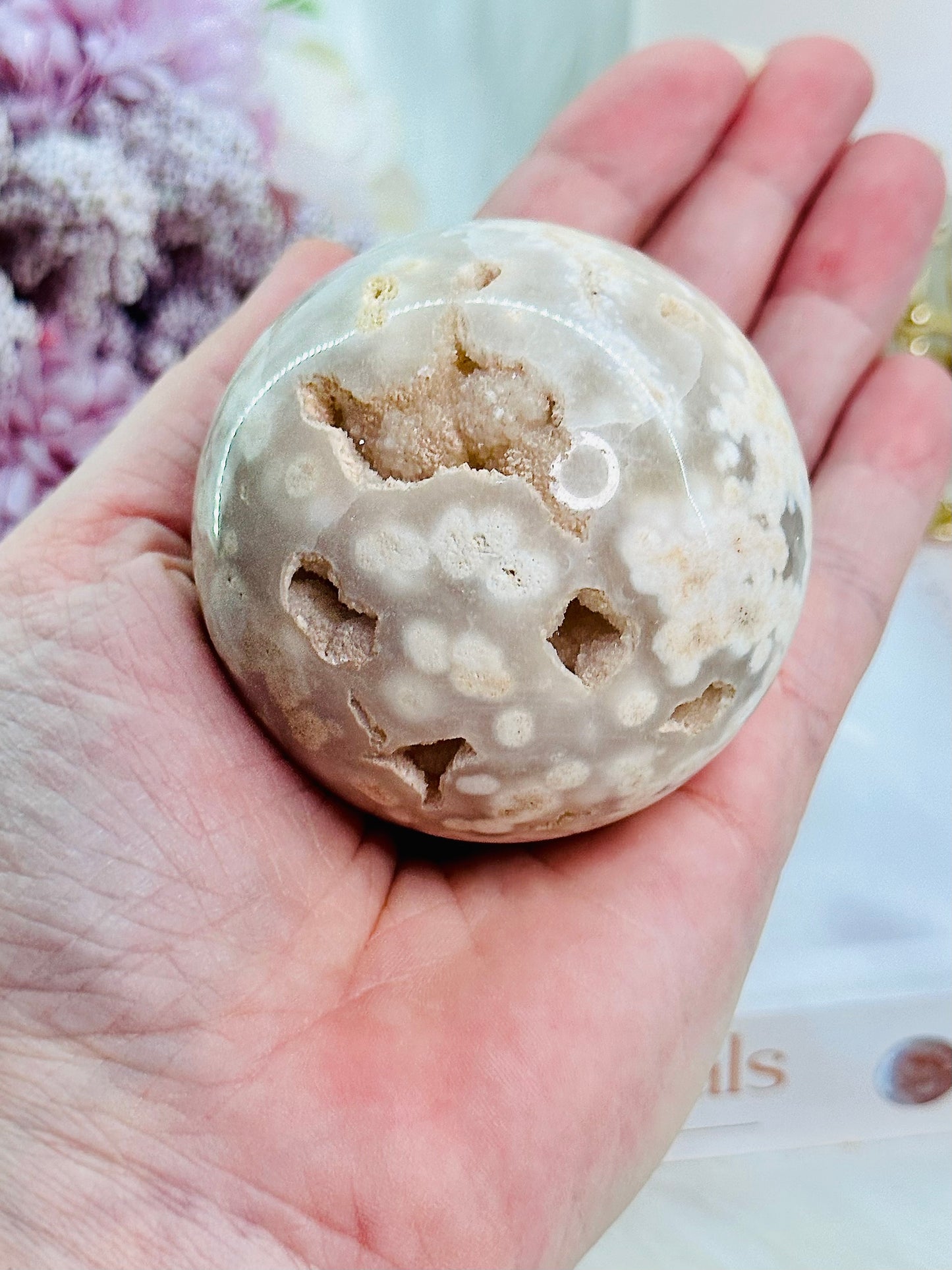 Incredibly Beautiful Druzy Pink Amethyst Sphere 285gram on Silver Stand (Glass stand in pic is display only)