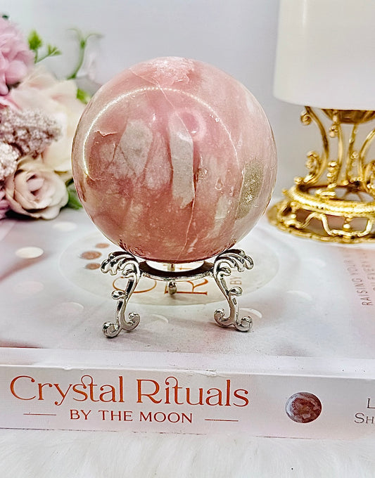 ⚜️ SALE ⚜️Large 476gram Natural Pink Opal Sphere On Stand