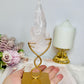 Rose Quartz Flame on Gold Stand 18cm