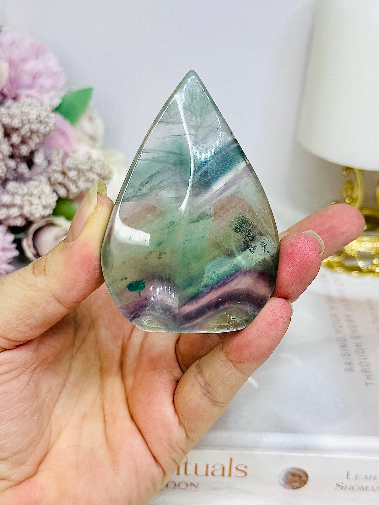 Rainbow Fluorite Flame on Stand 8cm