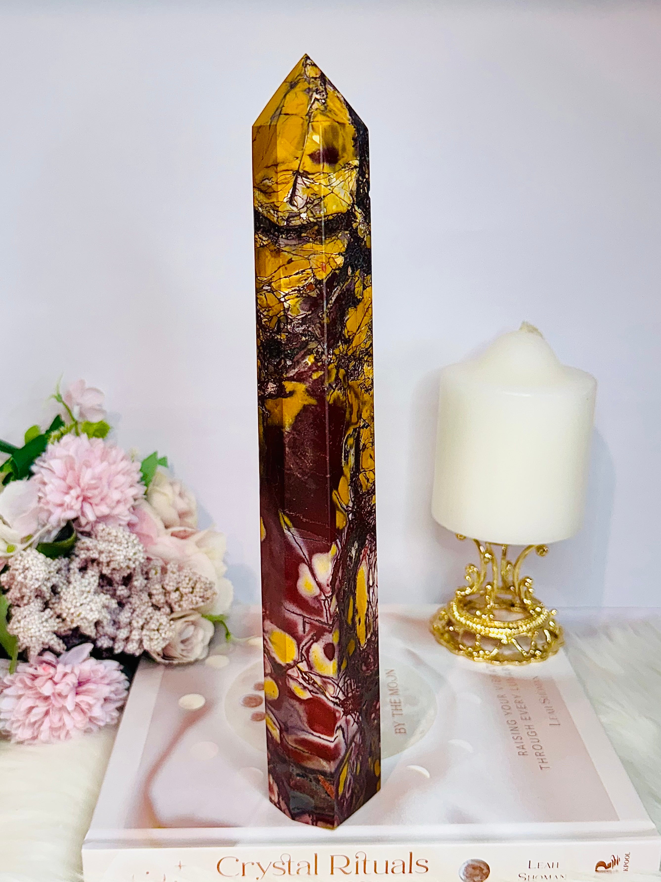 INCREDIBLE HUGE REALGAR CRYSTAL TOWER top