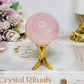 Rose Quartz Sphere with Rainbows on Stand 186g