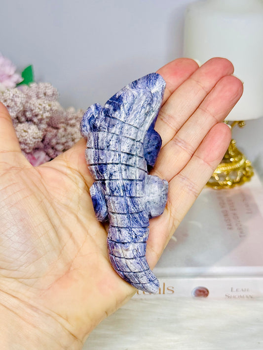 Carved Tiffany Stone Crocodile 11cm
