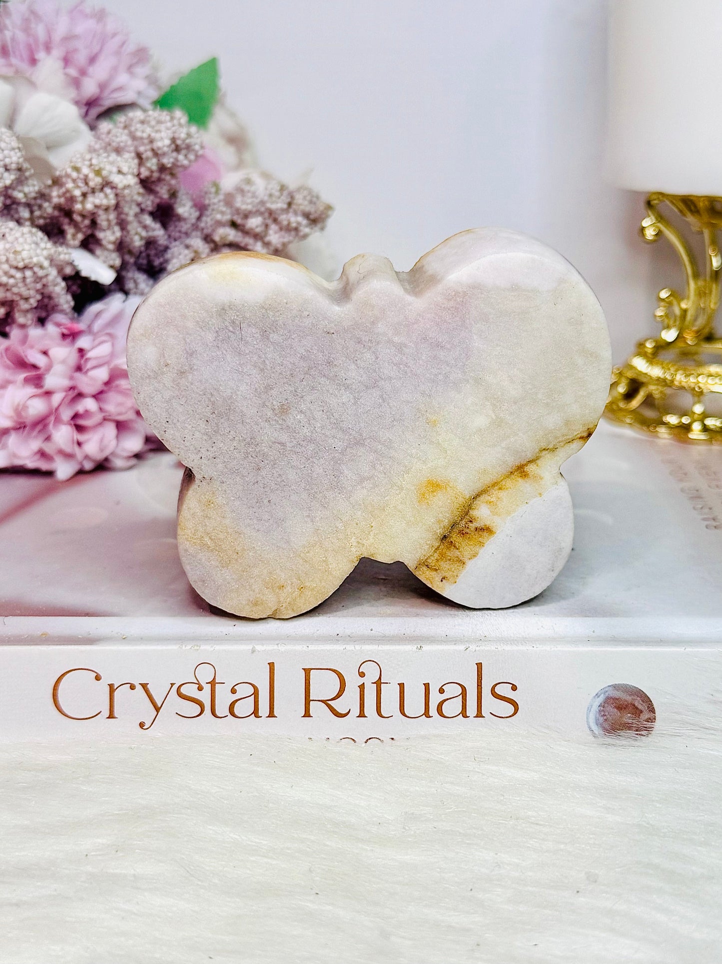 Pink Amethyst Chunky Carved Butterfly 8cm