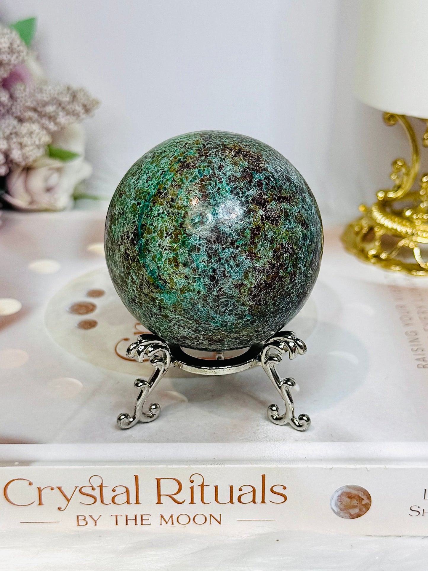 Large African Turquoise Sphere on Stand 294g